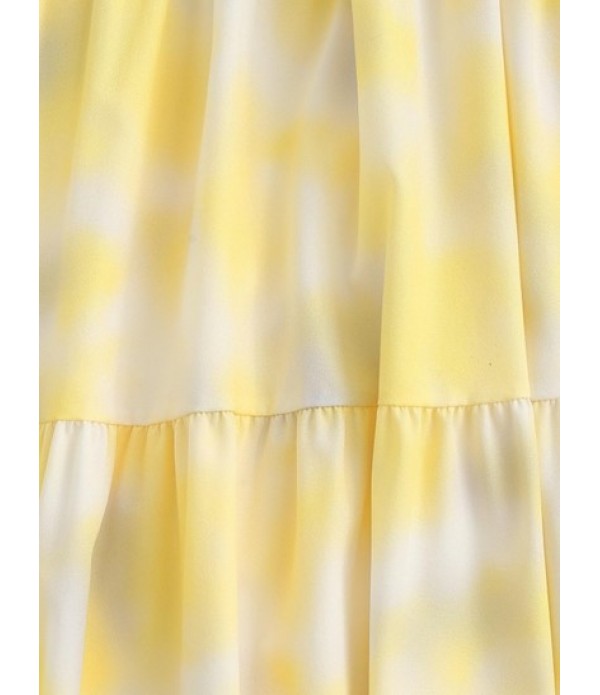 Puff Sleeve Tie Dye Off Shoulder Tiered Maxi Skirt Set