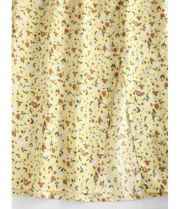 Ditsy Print Shirred Two Piece Skirt Set