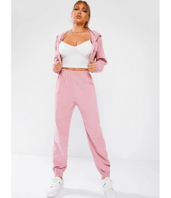 Corduroy Pocket Zip Jacket And Jogger Pants Set