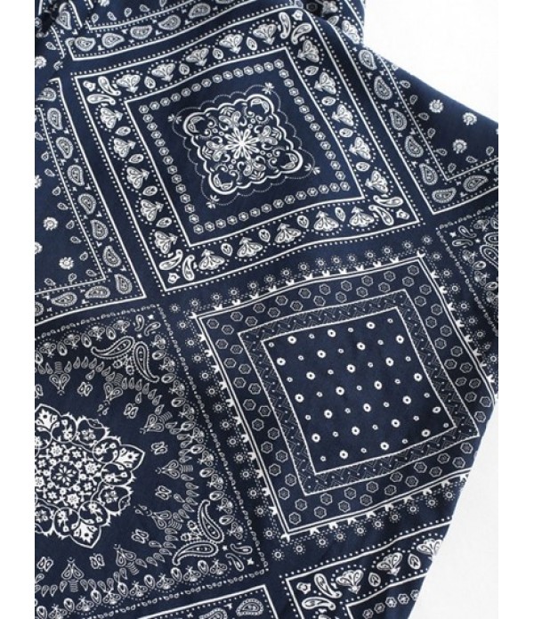 Ethnic Scarf Print Tied Wide Leg Pants Set