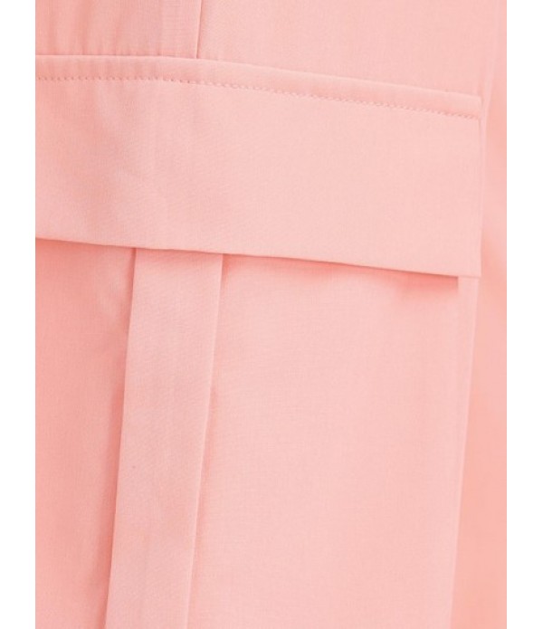 Pocket Crop Shirt And Straight Cargo Pants Set