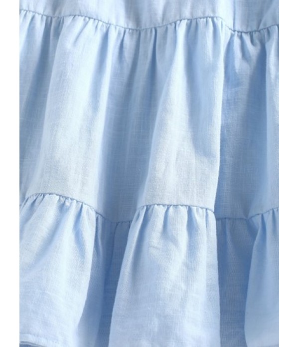 Cinched Shirred Midriff Flossing Tiered Skirt Set