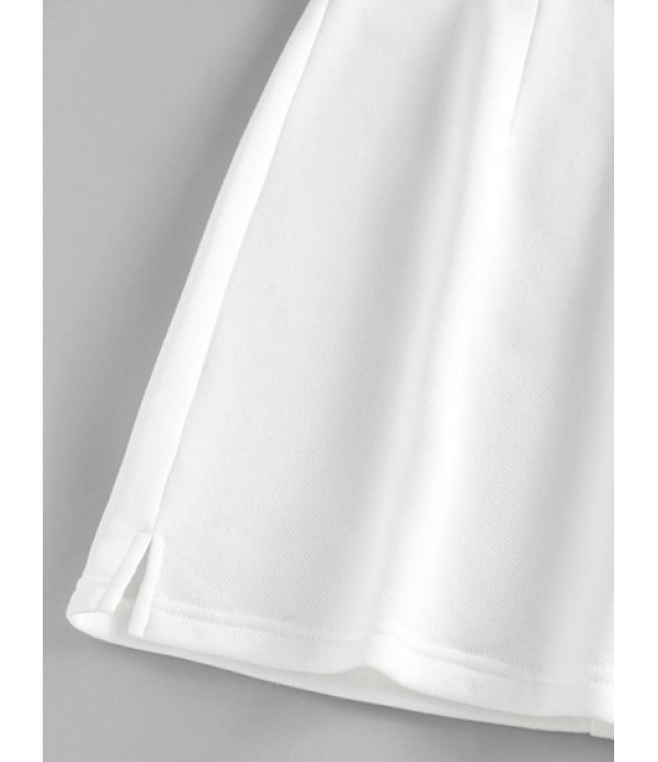 Chest Badge Fleece Lined Top And Skirt Set