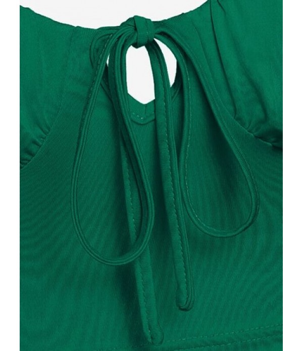 Front Tie Cupped Tank Top With Split Bodycon Skirt