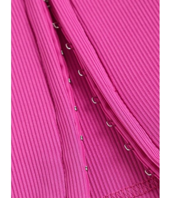 Ribbed Slit Hook Front Racerback Mini Bodycon Skirt Set Ribbed Slit Hook Front Racerback Mini Bodycon Skirt Set