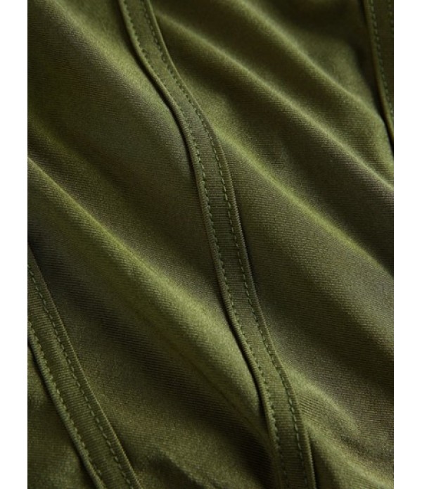 Women's Chain Embellished Corset Style Tank Top And Jersey Twisted Slit Midi Skirt Set Women's Chain Embellished Corset Style Tank Top And Jersey Twisted Slit Midi Skirt Set