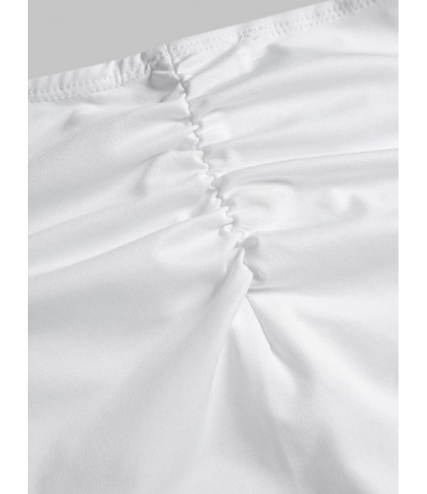 Halter Twisted Ruched Slit Bodycon Skirt Set